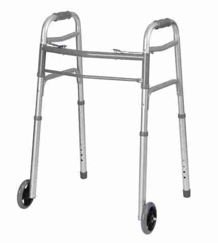 RHYTHM TWO BUTTON FOLDING WALKER WITH WHEELS