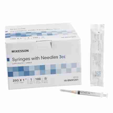 SYRINGE 3CC LL W/ NEEDLE 23GX1 BOX/100